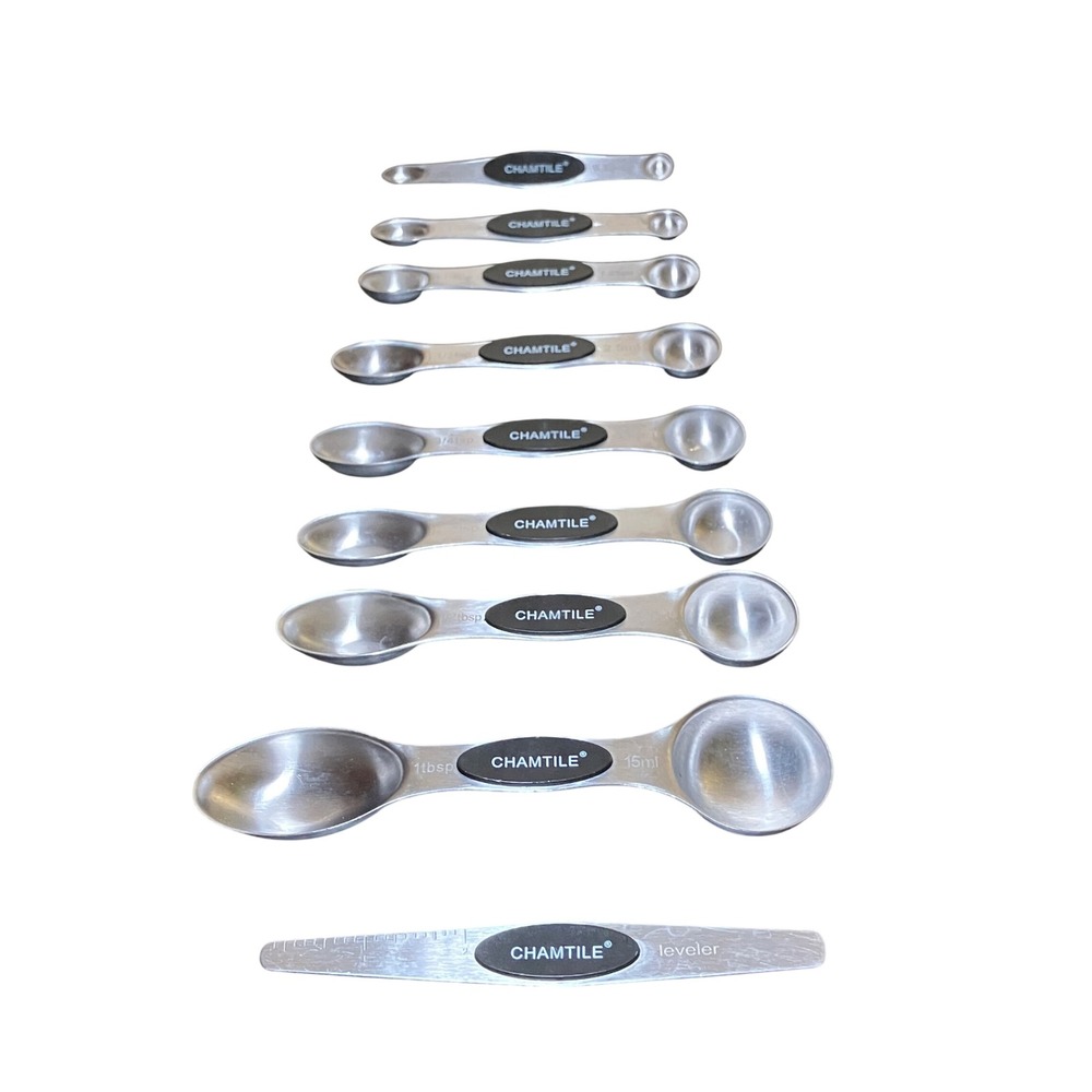 Chamtile Measuring Spoons Set 9pc Silver Excellent Magnetic Stainless Steel - Picture 4 of 5